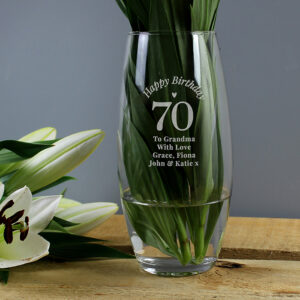 70th Birthday Personalised Bullet Vase