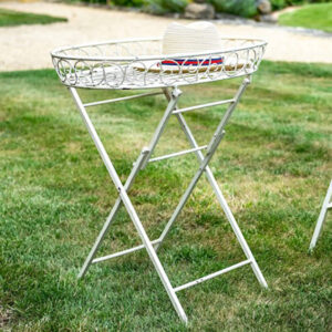 Cream Butlers Table - Ornate Distressed Green Garden Decor