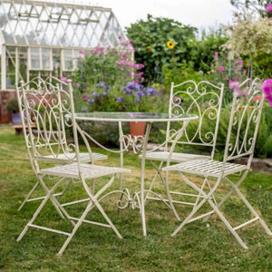 Glass Top Steel Patio Set - Cheltenham Cream Romantic Set