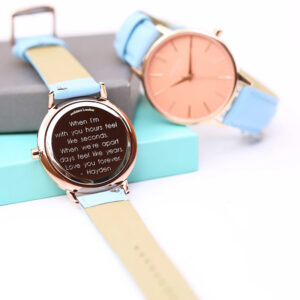 Pink Face Ladies Watch Engraved | On Trend Architēct Coral