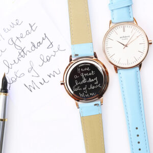 Own Handwriting Blue & White Architect Personalised Watch