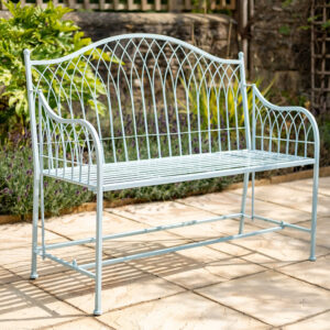 Pale Blue Steel Bench | Elegant Hampton 2 Seater Design