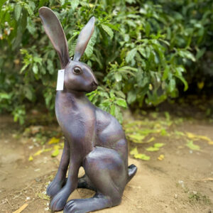 Sitting Garden Hare | Large Cast Aluminium | Bronze Patina