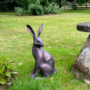 Large Sitting Hare in Cast Aluminium - Clients Photo