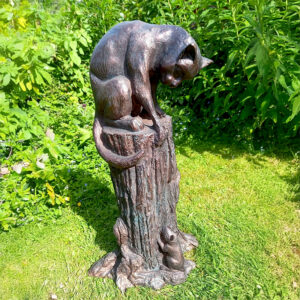Cat and Mouse Garden Sculpture | Handcrafted & Weatherproof