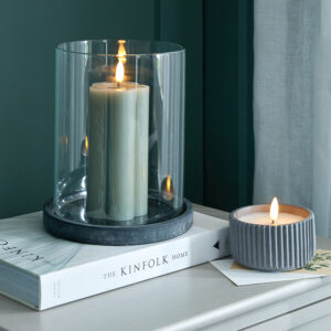 Grey Hurricane Lantern | Indoor & Outdoor Ceramic & Glass