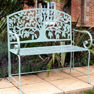 Tree of Life Garden Bench - Steel with Woodland Green Finish