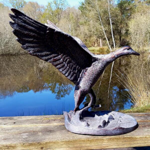 Flying Duck Garden Sculpture | Hand Sculpted Bronzed Finish