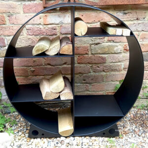 Black Circular Log Store | Handmade Steel Firewood Storage