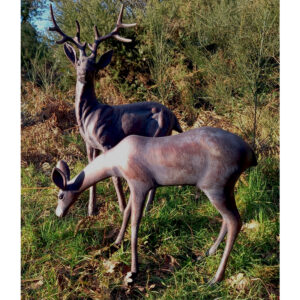 Large 92cm Stag and 47cm Tall Grazing Doe