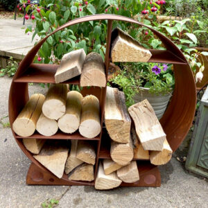 Outdoor Round Log Stores | Handmade Steel Firewood Storage