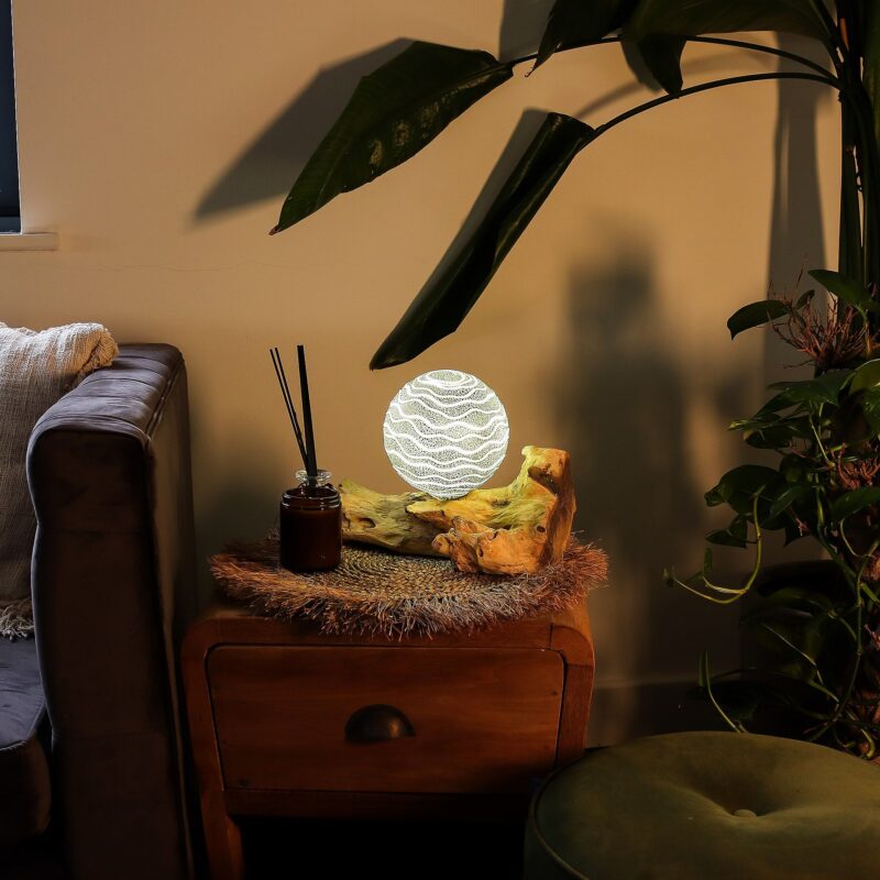 DriftGlow Lamp Grey Luna Shade Lifestyle