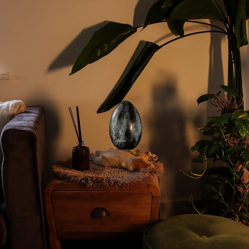 DriftGlow Lamp Crackle Lava Egg Dark Grey Shade