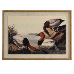 Pochard Linen Wall Art | Graceful Print with Beaded Frame