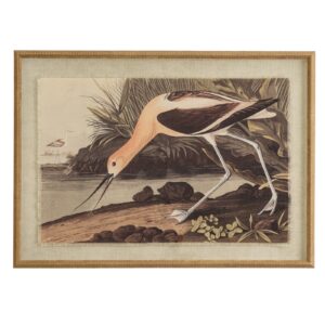 Avocet Linen Wall Art | Coastal Print with Beaded Frame