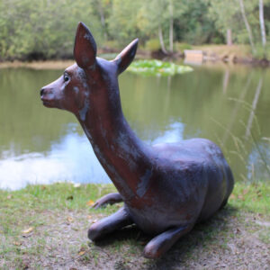 Garden Doe Laying Sculpture - Hand Cast Aluminium