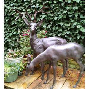 Large Deer Garden Sculptures | Aluminium & Bronze Patina