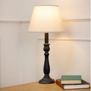 Wooden Column Table Lamp | Ravenna Distressed Black Base