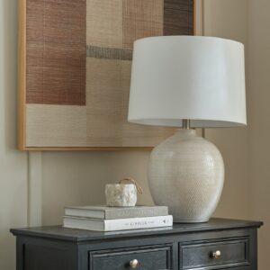 Chevronne Ceramic Table Lamp | Glossy Textured Base