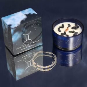 Gemini Zodiac Crystal Candle & Gemstone Bracelet