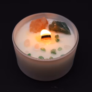 Heart Chakra Crystal Candle Lit