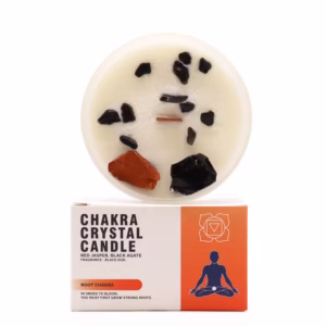 Root Chakra Crystal Candle | Red Jasper and Black Agate