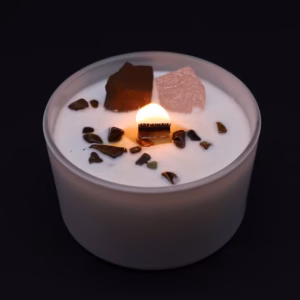Sacral Chakra Crystal Candle Lit