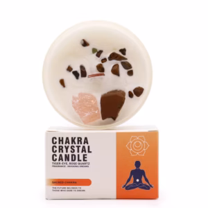 Sacral Chakra Crystal Candle | Tiger Eye and Rose Quartz