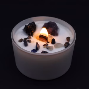 Solar Plexus Chakra Crystal Candle Lit