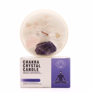 Third Eye Chakra Crystal Candle | Amethyst & Rose Quartz