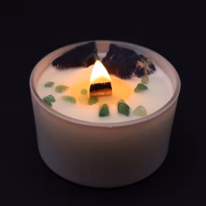 Throat Chakra Crystal Candle Lit