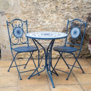 Dark Blue Mosaic Bistro Set for Two | Charm Al Fresco