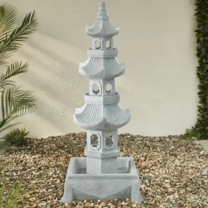 Oriental Lantern Water Feature with LED Lights for Garden