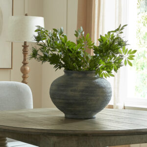 Textured Grey Squat Vase | Broadly Curved Marra Ceramic