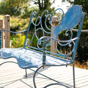Quirky Garden Bench - Blue Octopus Coastal Theme
