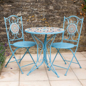 Sea Blue Mosaic Bistro Set | Al Fresco Charm Patio Seating