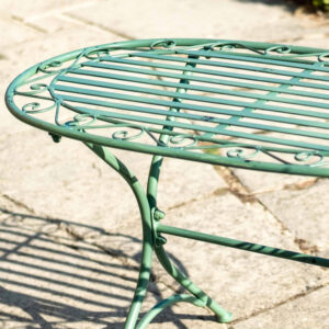Ornate Steel Garden Coffee Table - Antiqued Green