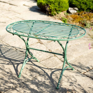 Ornate Steel Garden Coffee Table - Heritage Antiqued Green