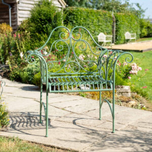 Ornate Steel Garden Chair | Heritage Antiqued Green Armchair