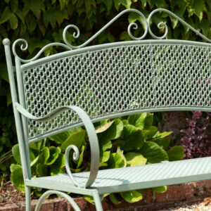Sage Green Metal Garden Bench