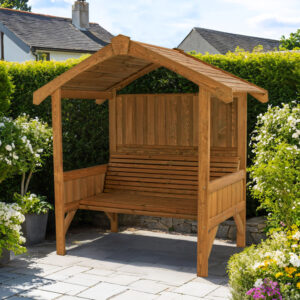 Wooden Garden Arbour Seat with Canopy | Zest Jersey Design
