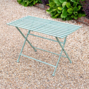 Green Garden Coffee Table | Slatted Elegance in Pale Green