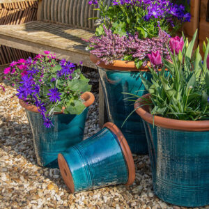 Vibrant Turquoise Green Kitchen Planters by British Flowerpots