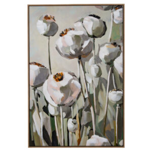 Hand Painted Botanical Canvas Wall Art _ Poppy Heads
